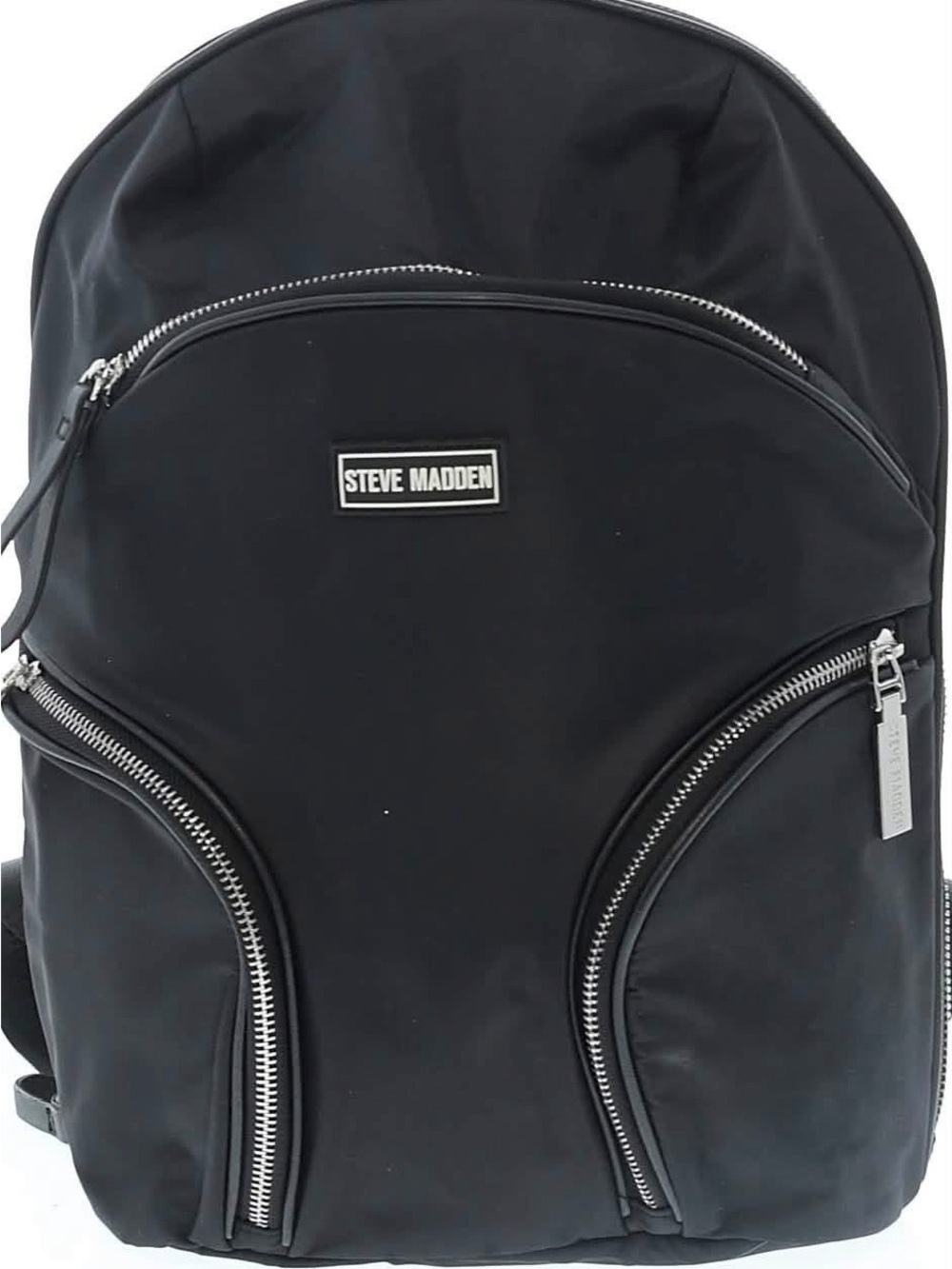 Steve Madden Black Nylon Backpack with Silver Zippers